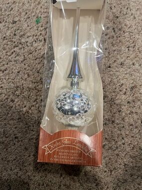 Krebs Glas Lauscha Silver Glass Tree Topper